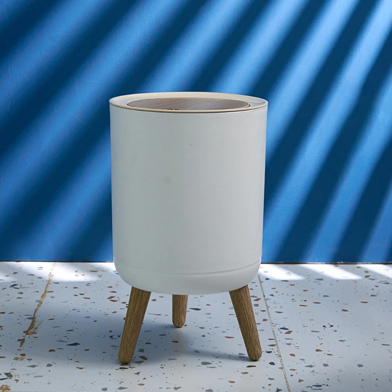 Elevated Faux Wood Grain Waste Bin