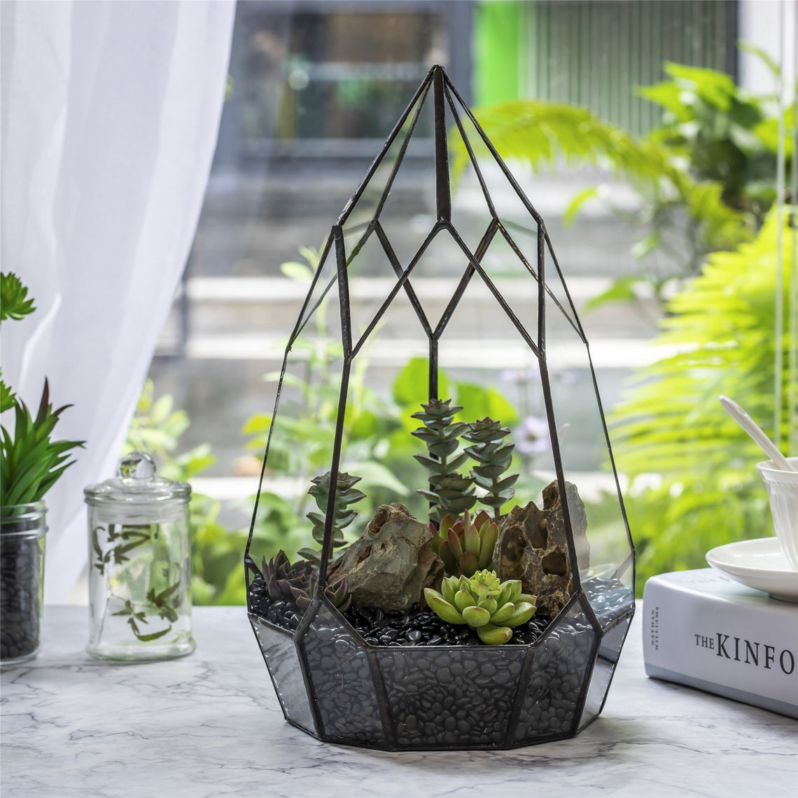 tabletop terrarium plants Crystal Pylon Style Tabletop Glass Terrarium