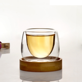 Double Wall Glass Tea Cup with Bamboo Coaster