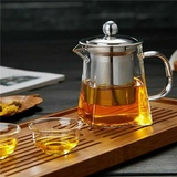 Cuboidal Glass Tea Pitcher With Stainless Steel Infuser + Lid