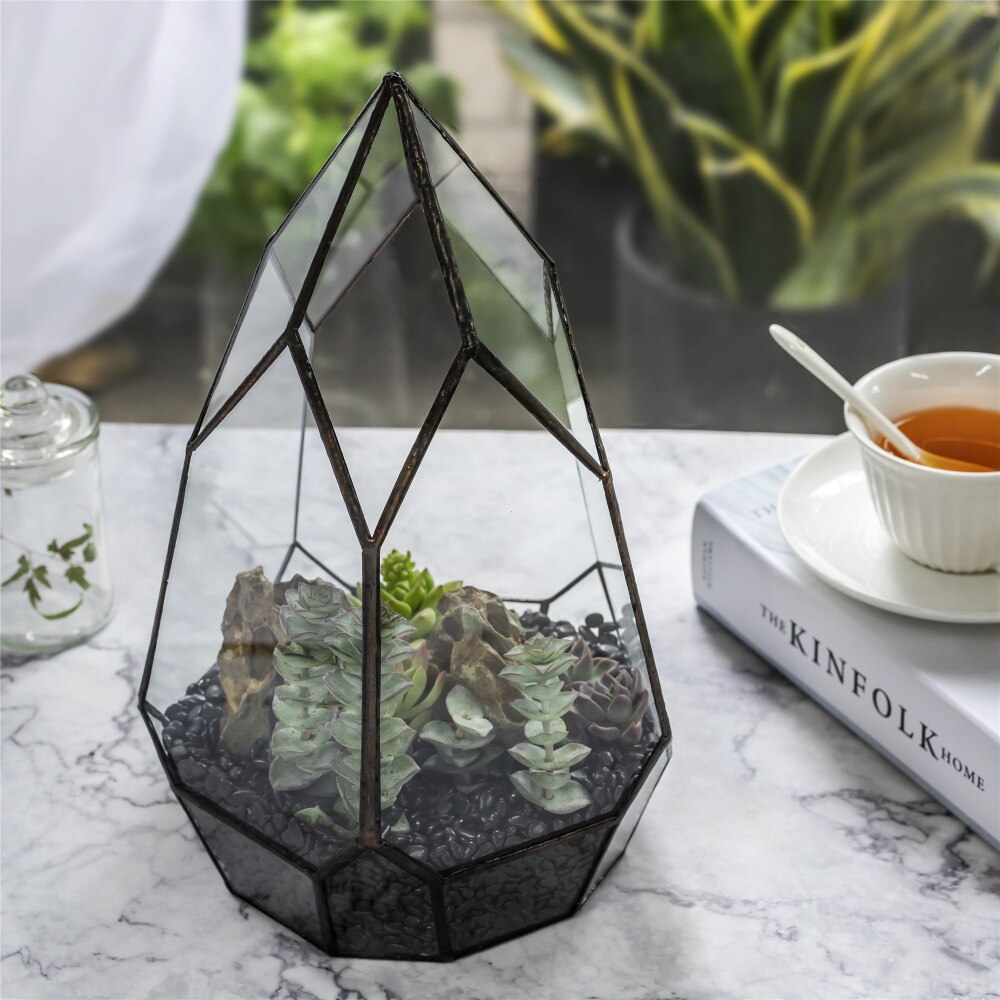 Crystal Pylon Style Tabletop Glass Terrarium