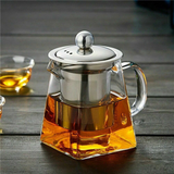 Cuboidal Glass Tea Pitcher With Stainless Steel Infuser + Lid