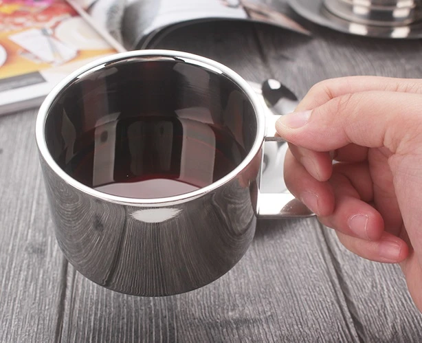 Mirror Polished Coffee Cup and Saucer