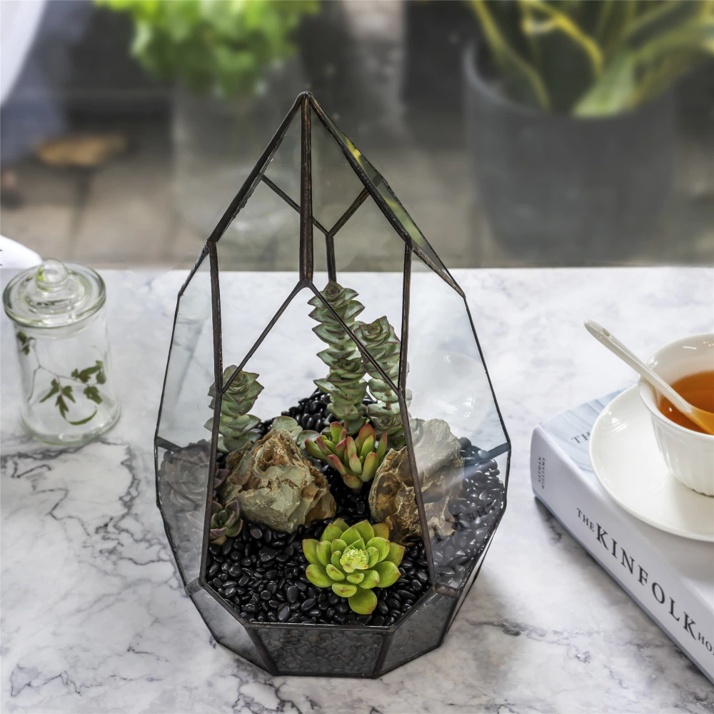 Crystal Pylon Style Tabletop Glass Terrarium