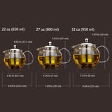 Spherical Glass Teapot With Stainless Steel Infuser and Lid