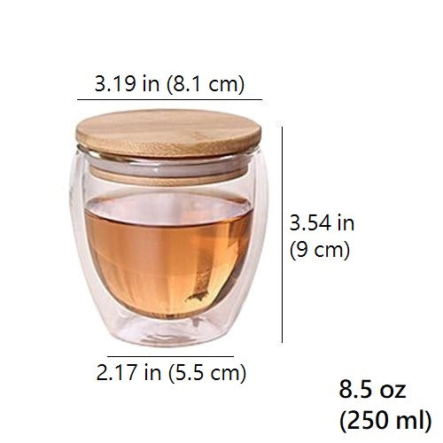 Double Wall Tea Glass With Bamboo Lid